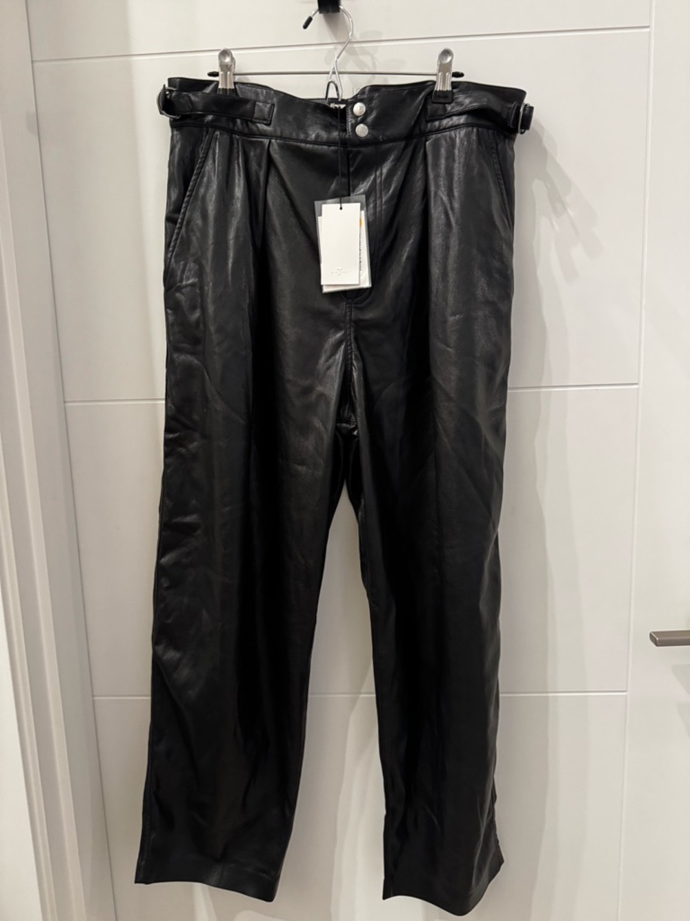 7 For All Mankind Black Faux Leather Pants